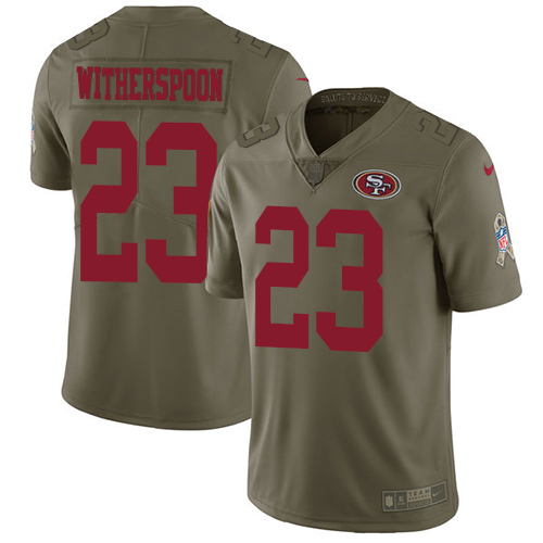 San Francisco 49ers Limited Olive Men Ahkello Witherspoon NFL Jersey 23 2017 Salute to